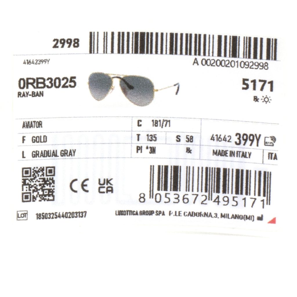 عینک آفتابی ریبن RB3025 181/71 7 عینک آفتابی ریبن RB3025 181/71